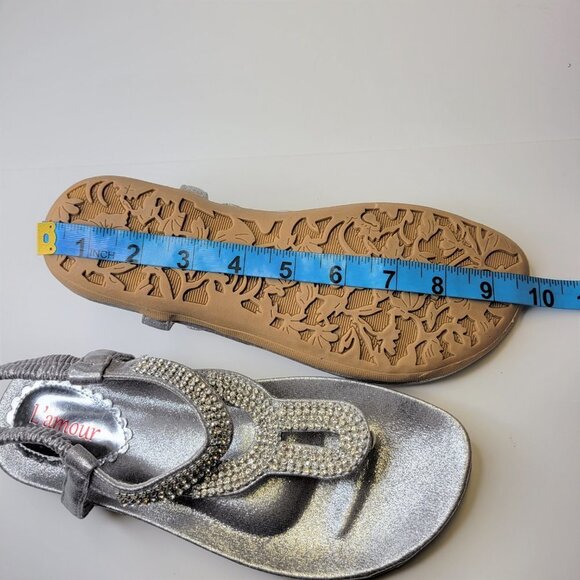WOMENS Size 8 Silver Sandals L' Amour Cushioned Comfort Insole Toe Post NEW - Picture 7 of 12